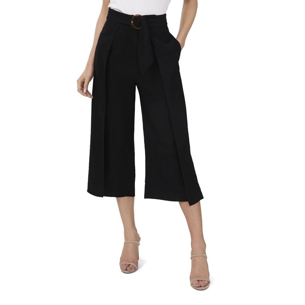 Nwt Cece Belted Wide Leg Culottes In Rich Black